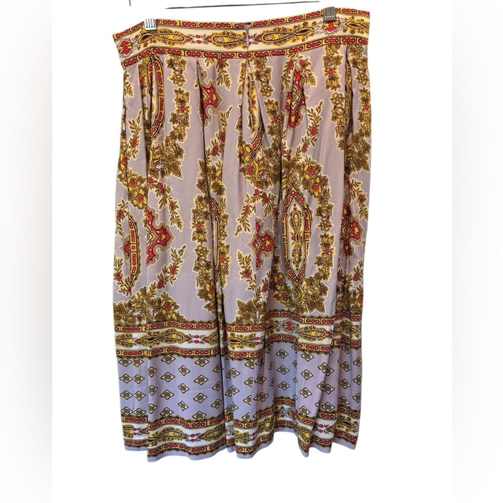 Anthropologie Printed A-Line Floral Pleated Scarf Midi Skirt | Size 4